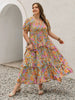 Plus Size Printed V-Neck Short Sleeve Maxi Dress Elegant & Flowy Summer Dress For Girls by Stevvex