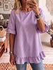 Women's Striped Ruffle-Sleeve Loose-Fit Blouse – Three-Quarter Sleeve by FitiqueFit