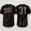 Horror Slasher Baseball Jersey – Gothic Halloween Button Front Shirt & Dark Character Graphic Top