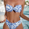 Bikini Sensual Bandeau Bow Tie 2 Piece Bikini Swimsuit for Women – Trendy High Stretch Printed Bikini Set with Flattering Bandeau Top and Classic Bottoms – Fashionable Swimwear for Poolside Lounging Beach Vacations and Summer Style Statements by Stevvex