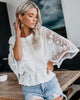 Women’s Lace Trim Top Short Sleeve Batwing Shirt by FitiqueFit