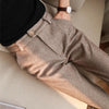 Women's Solid Color Wool-Like Tapered Trousers | Classic Ankle-Length Pants by FitiqueFit