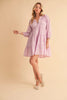 Notched Balloon Sleeve Tiered Mini Dress For Women–Trendy, Chic Style with Modern Balloon Sleeves, Tiered Layers for a Playful & Flirty Look by Stevvex
