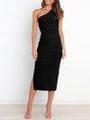 One-shoulder Vest Pleated Dress Women