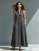 Women's Stand-Collar A-Line Maxi Dress – Resort & Vacation Style by FitiqueFit