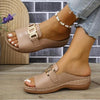 Chain Wedge Platform Peep-Toe Sandals – 5 Colors EU 36–45 by FitiqueFit