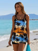 Women's Sunset Palm Tree Print Tummy Control Boyleg Swimsuit by FitiqueFit