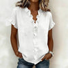 V-Neck Ruffle Sleeve Solid Color Top | Asymmetric Linen Blend by FitiqueFit