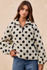BiBi Polka Dot Sherpa Half Zip Up Top with Side Pocket by FitiqueFit