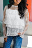 White 2pcs Sheer Floral Lace Ruffle Tiered Patchwork Blouse by Wild and Free Boutique