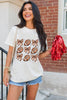 White Football Fashion Bow Print Cotton Blend T Shirt by Wild and Free Boutique