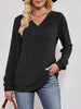 Ribbed Knit V-Neck Long Sleeve T-Shirt by Simply Love