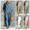 Cotton-Linen Shirt & Wide-Leg Pants Suit – 6 Colors, S–5XL by FitiqueFit