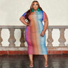 European And American New Round Neck Printed Short Sleeve Plus Size Women's Clothing Dress