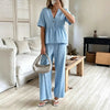 Women's V-Neck Loose Short-Sleeve Top & Wide-Leg Pants Set by FitiqueFit