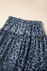 Gray Wild Leopard Print Frilled Detail Drawstring Wide Leg Pants by Wild and Free Boutique