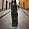 Women’s V‑Neck Button‑Front Vest & High‑Waist Pants Set by FitiqueFit