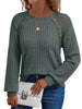 Ribbed Knit T-Shirt with Lace Shoulder Detail by Simply Love