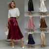 Women's Satin Solid Color Mid-Length Skirt – Slight Stretch by FitiqueFit