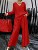 Solid Color Long Sleeve Top & Pants Two-Piece Travel Set by FitiqueFit