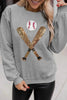Gray Sequin Baseball Graphic Crewneck Game Day Sweatshirt by Wild and Free Boutique