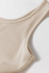 Scoop Neck Ribbed Bodice Sleeveless Midi Tank Dress