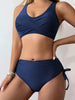 Bikini Twist Front V Neck High Waist 2 Piece Bikini Set for Women – Stretchy Tie Back Swimsuit with Drawstring Lace Up and Comfortable Fit – Trendy Solid Color Swimwear for Beach Days Pool Parties and Summer Vacations by Stevvex
