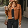 Faux Suede Cropped Jacket with Stand Collar — Vintage Short Coat / Fall Outwear by FitiqueFit