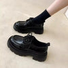 Women’s British Style Chunky Sole Leather Shoes – Trendy Loafers with Elevated Heel by FitiqueFit