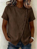 Women's Cross-Neckline Asymmetrical Hem Cotton Linen Top – Loose Fit by FitiqueFit