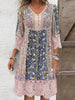 Blush Pink Elegant Full-Size Lace Detail Dress Printed Sleeve Midi Dress for Women by Stevvex