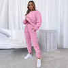 👚 Women's Solid Color Round Neck Pullover Sweatshirt & Pants Set by FitiqueFit