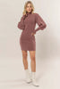 Glitter Mock Neck Long Sleeve Mini Dress – Sparkling Mock Neck Dress, Elegant, Flattering, Glitter Knit Dress, Elegant Mini Dress, Long Sleeve Party Dress, Statement Evening Dress by Stevvex