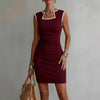 Women's Solid Color Sleeveless Knit Midi Dress – Casual One-Piece by FitiqueFit
