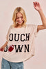 BiBi Game Day Touchdown Letter Patches Waffle Short Top by Wild and Free Boutique