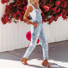 Women's Cropped Ripped Denim Overalls – Streetwear Strap Bib Jeans by FitiqueFit