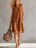 Women's Sleeveless V-Neck Button-Front Pocketed A-Line Midi Dress by FitiqueFit