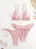 Essential Edge 3-Piece Bikini Set for Women – Solid Color High-Cut Triangle Top Two-Style Bottoms with Side Lace-Up Design & Quick-Drying Comfort – Versatile Women's Swimwear for Summer Pool Beach & Travel by Stevvex