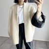 Women’s Wool-Like Oversized Coat — Solid Color, Long Sleeve Button-Up Trench by FitiqueFit