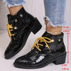 Women's Chunky Heel Pointed-Toe Lace-Up Ankle Boots by FitiqueFit