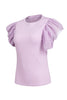 Ruffled Round Neck Cap Sleeve Top