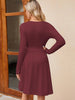 Women's Wrap A-Line Knit Dress Long Sleeve by FitiqueFit