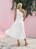 Smocked Single Shoulder Sleeveless Dress Stylish & Comfortable Summer Long Dress Lightweight Dress by Stevvex