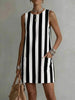 Women's Striped Color-Block Sleeveless Mini Dress – Loose Fit by FitiqueFit
