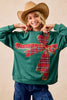 BiBi Plaid Ribbon Bow Detail Christmas Fleece Pullover by FitiqueFit