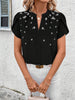 Floral Notched Short Sleeve Blouse