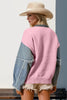 Double Take Star-Pattern Raw-Edge Long Sleeve Sweater by FitiqueFit