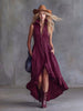 Lapel Collar Zip-Front Ruffle Hem Boho Dress by FitiqueFit