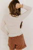Black Lace Neckline Button Decor Lettuce Edge Long Sleeve Ribbed Top by Wild and Free Boutique