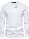 Men's Full Size Quarter Button Round Neck Long Sleeve T-Shirt Plus Size